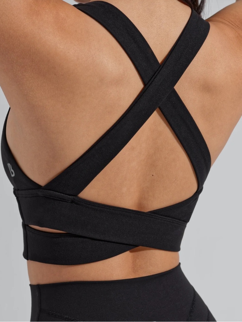 Buffbunny Collection Onyx Black Alpha Sports Bra Crisscross Straps Size Small